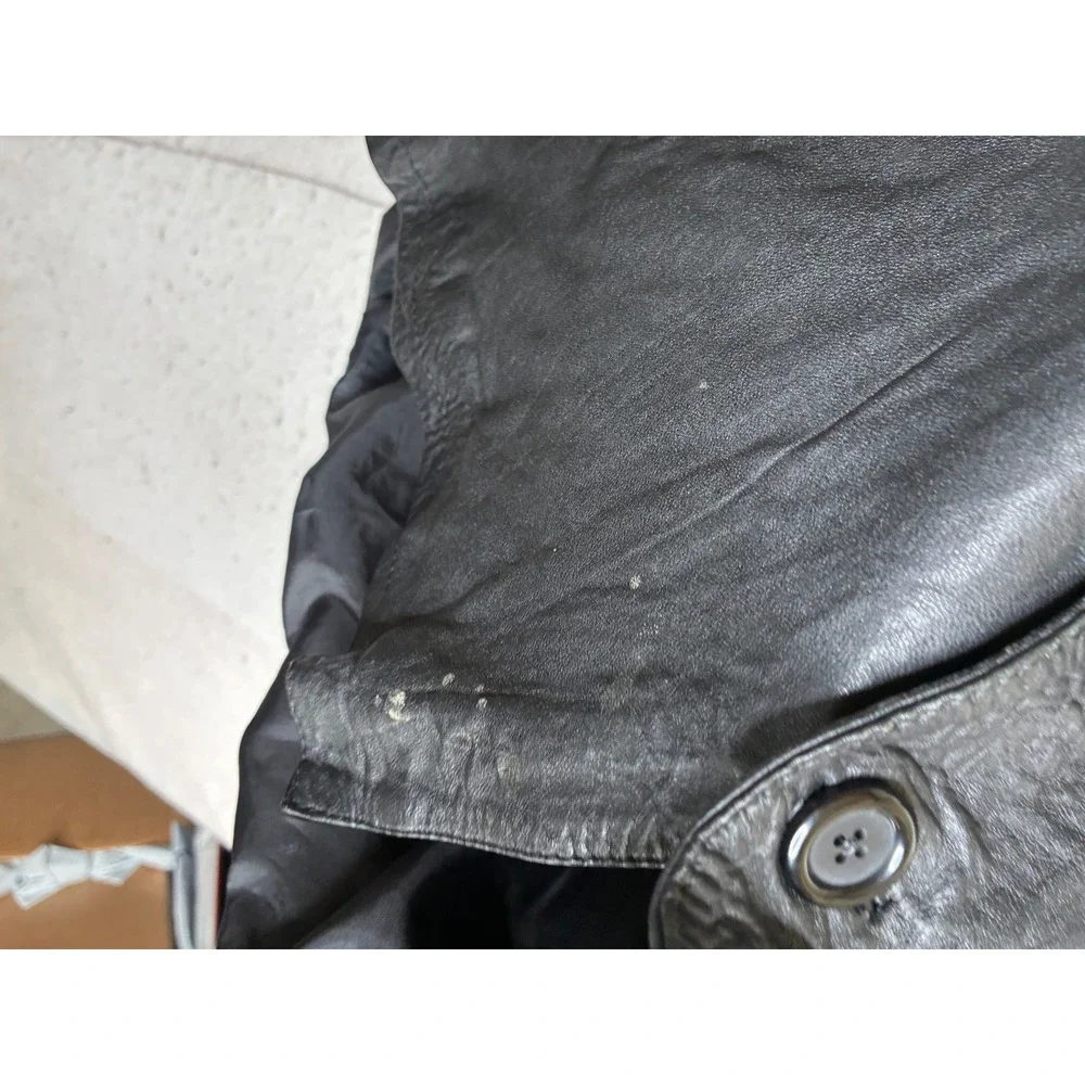 Luber Casual Mens Black Leather Button Front Jacket Coat Size 40 Vintage Style